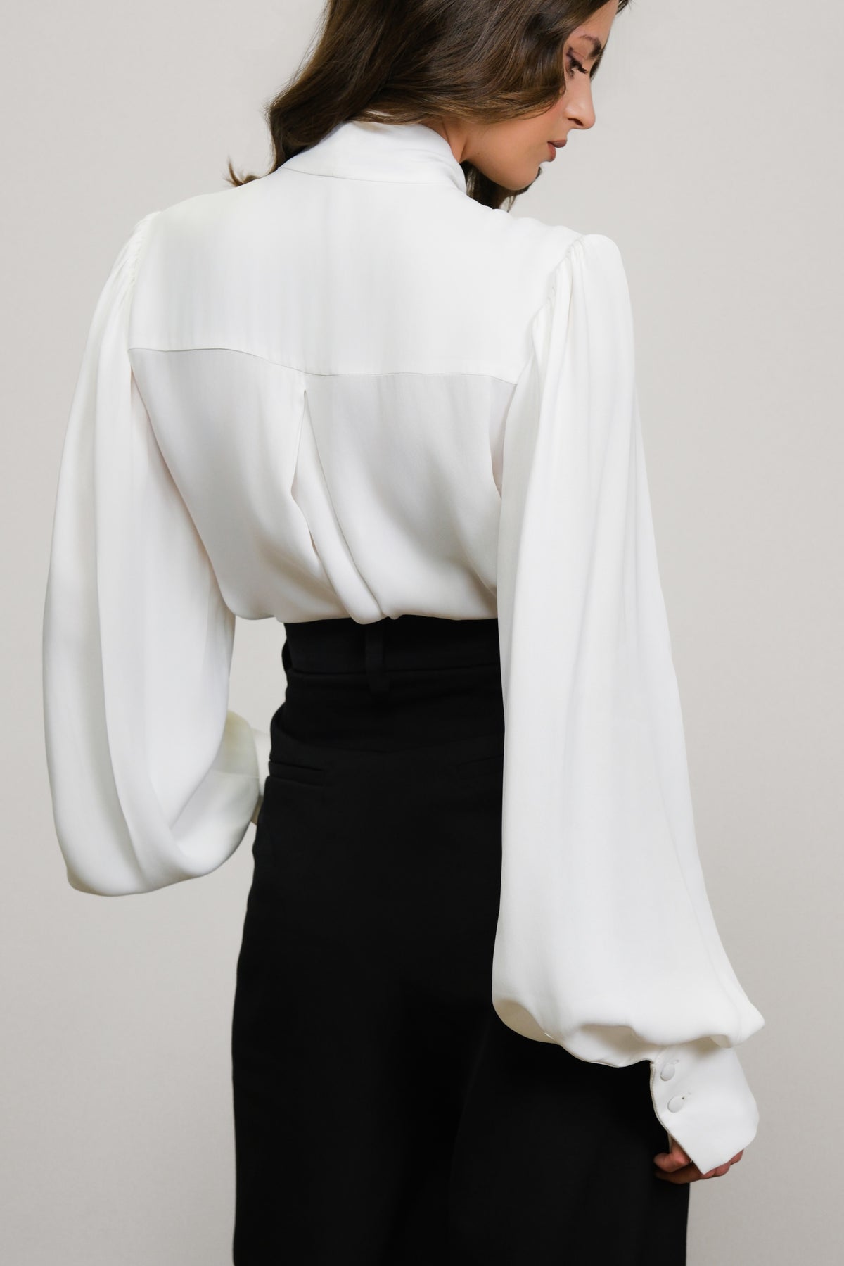 Riley Classic Bow Tie Blouse Cream