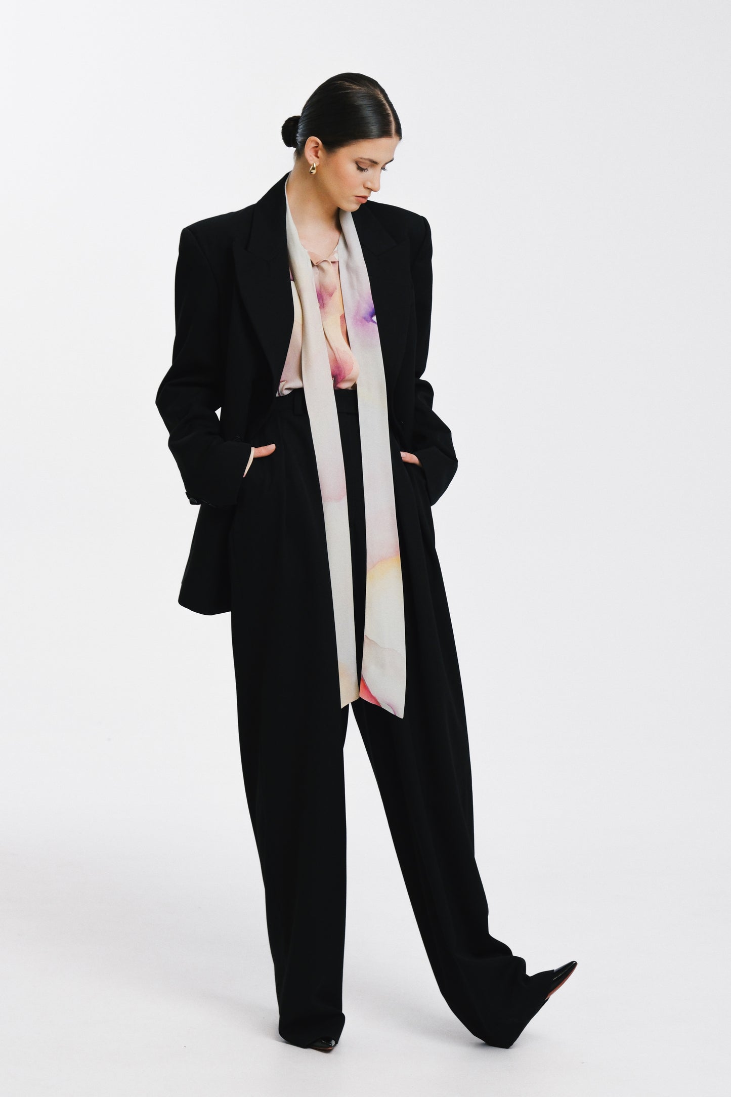 Riley Classic Bow Tie Blouse Pink Abstract Pre-Order
