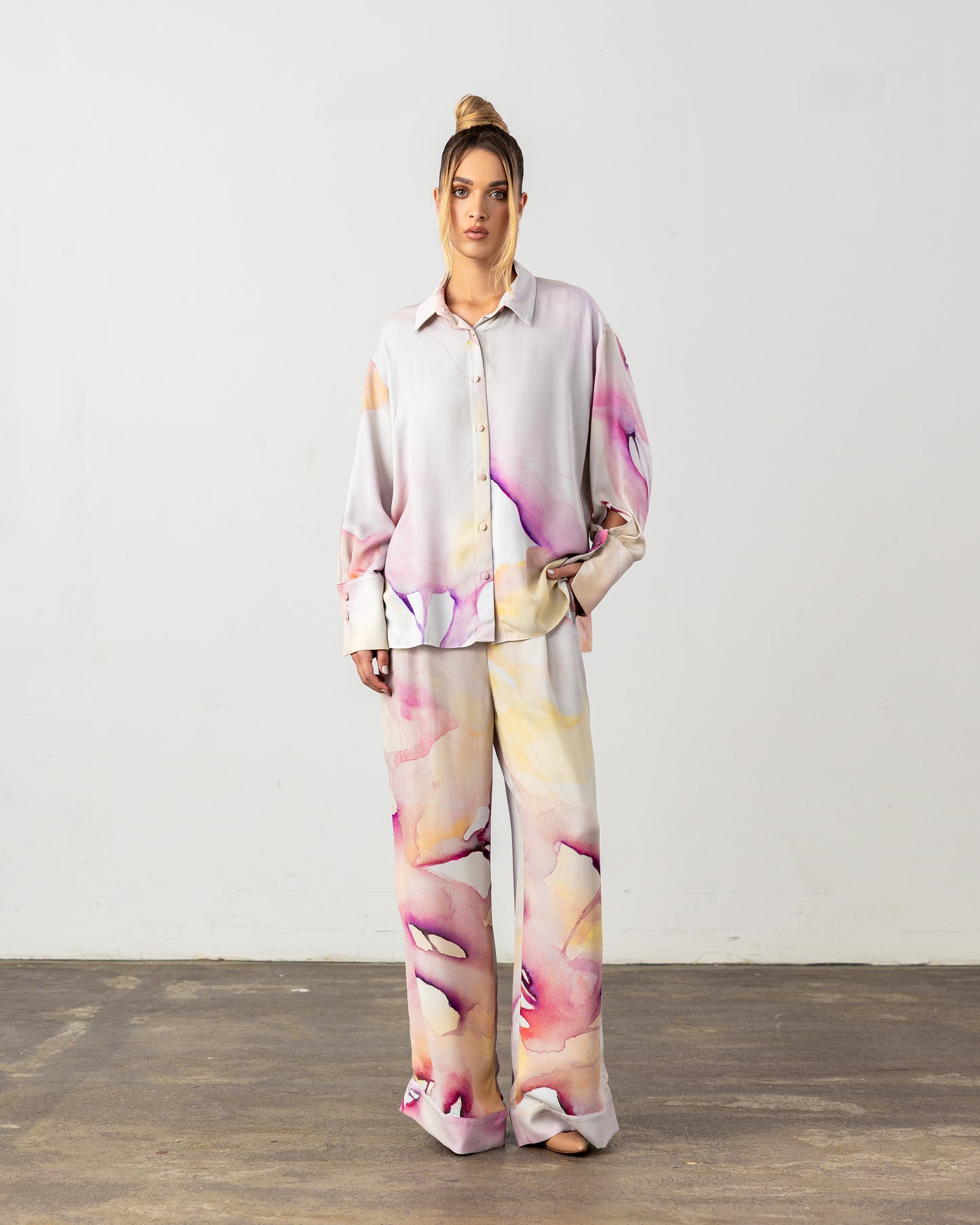 Livia Pants Pink Abstract Pre-Order