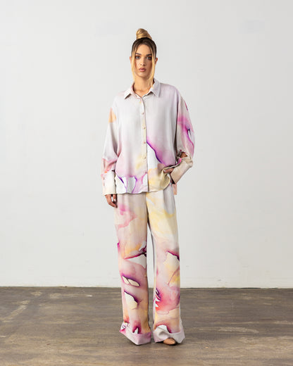 Livia Pants Pink Abstract Pre-Order