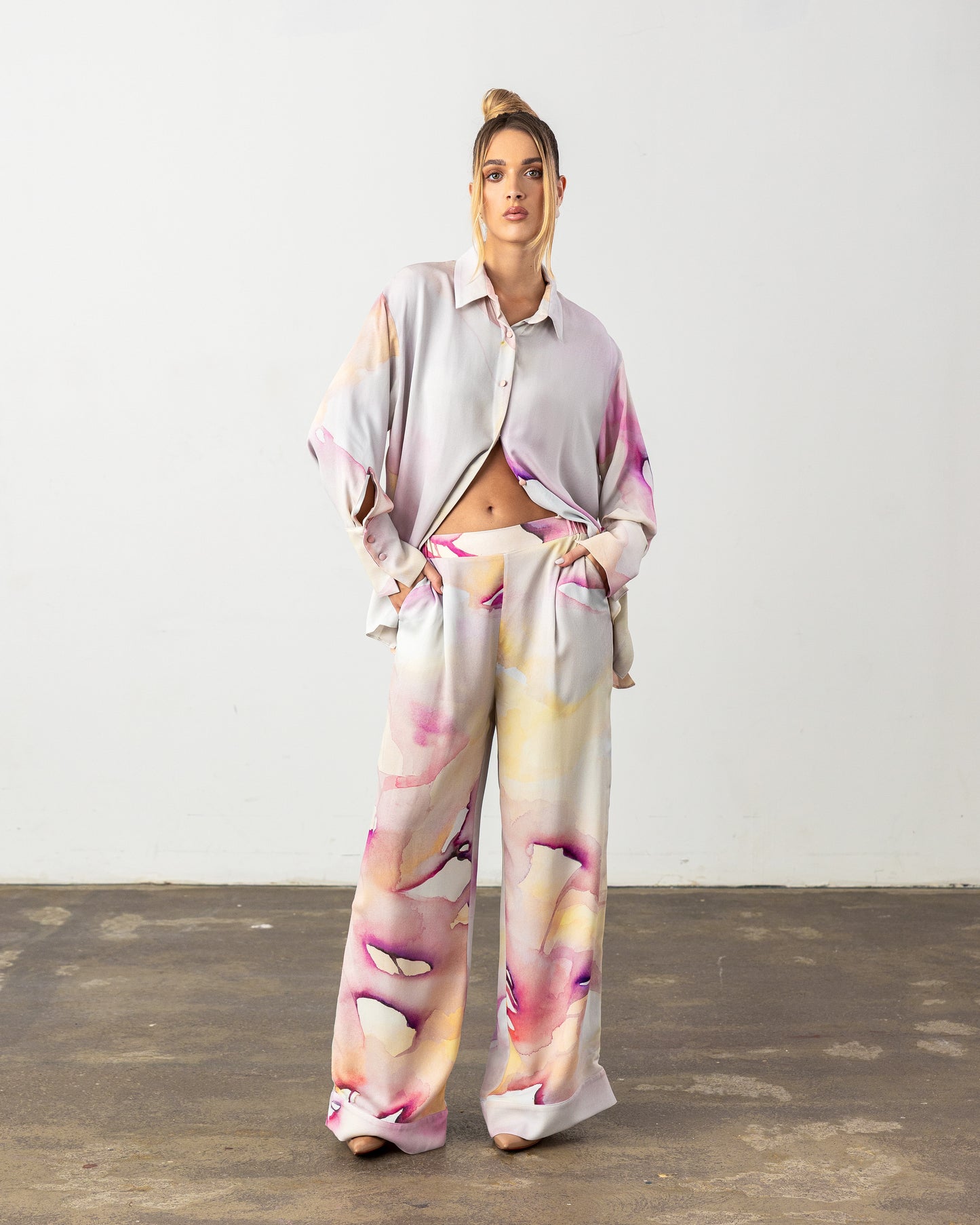 Livia Pants Pink Abstract Pre-Order