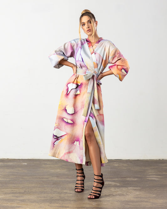 Kali Wrap Coat Abstract