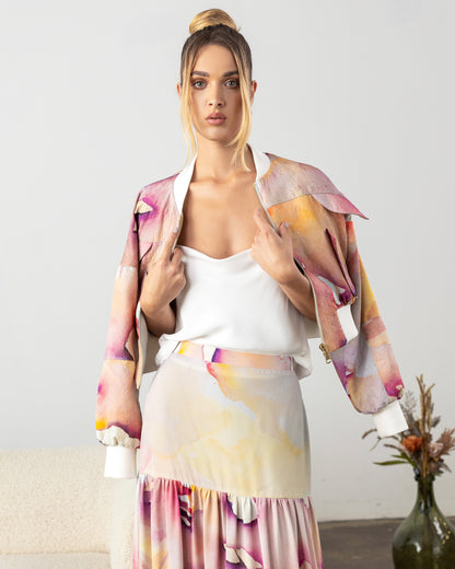 Remi Bomber Jacket Pink Abstract