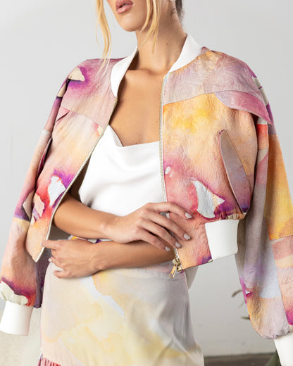 Remi Bomber Jacket Pink Abstract
