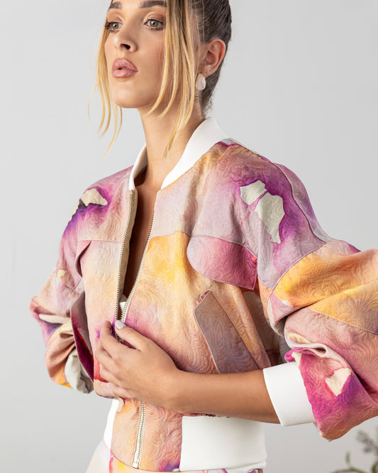 Remi Bomber Jacket Pink Abstract